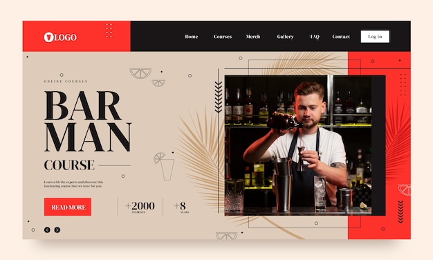 Página de inicio dibujada a mano de barman