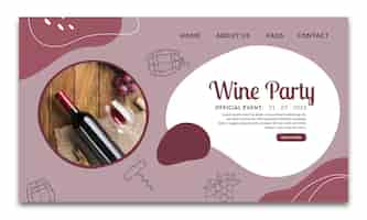 Vector gratuito página de inicio dibujada a mano de la fiesta del vino