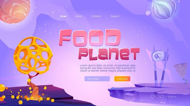 Página de inicio de dibujos animados de Food Planet