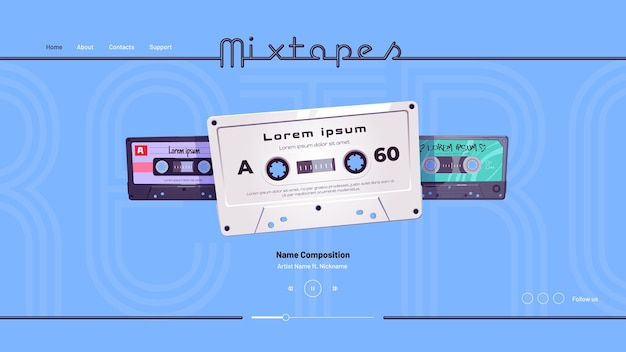 Vector gratuito página de inicio de dibujos animados de mixtapes