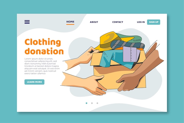 Vector gratuito página de inicio de donación de ropa