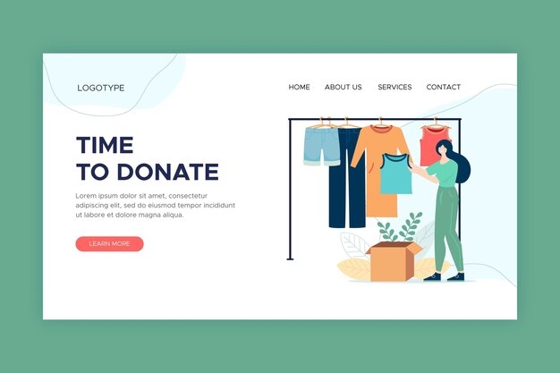 Página de inicio de donación de ropa