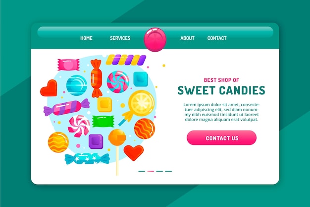 Vector gratuito página de inicio de dulces coloridos caramelos