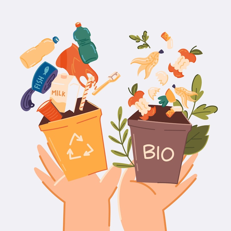 Vector gratuito página de inicio de ecología y reciclaje dibujada a mano