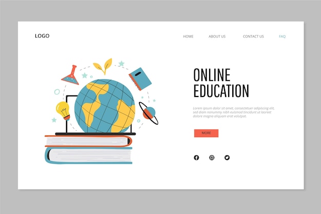 Vector gratuito página de inicio de educación en línea dibujada a mano