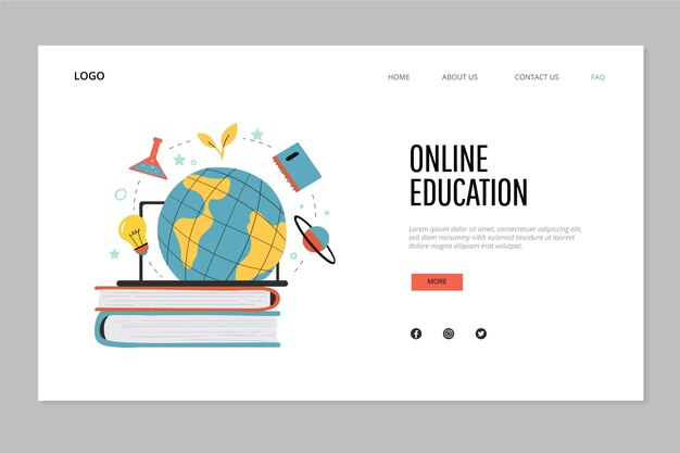 Página de inicio de educación en línea dibujada a mano