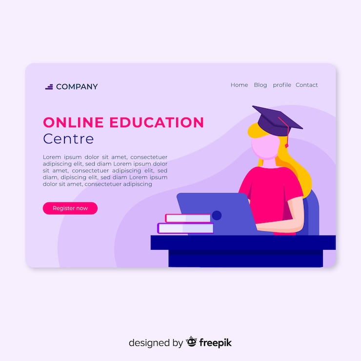 Vector gratuito página de inicio de educación en línea