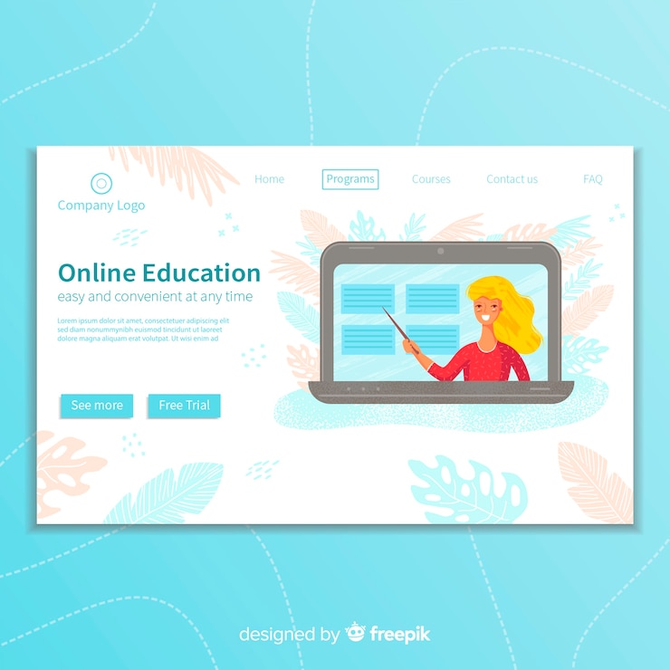 Vector gratuito página de inicio de educación en línea