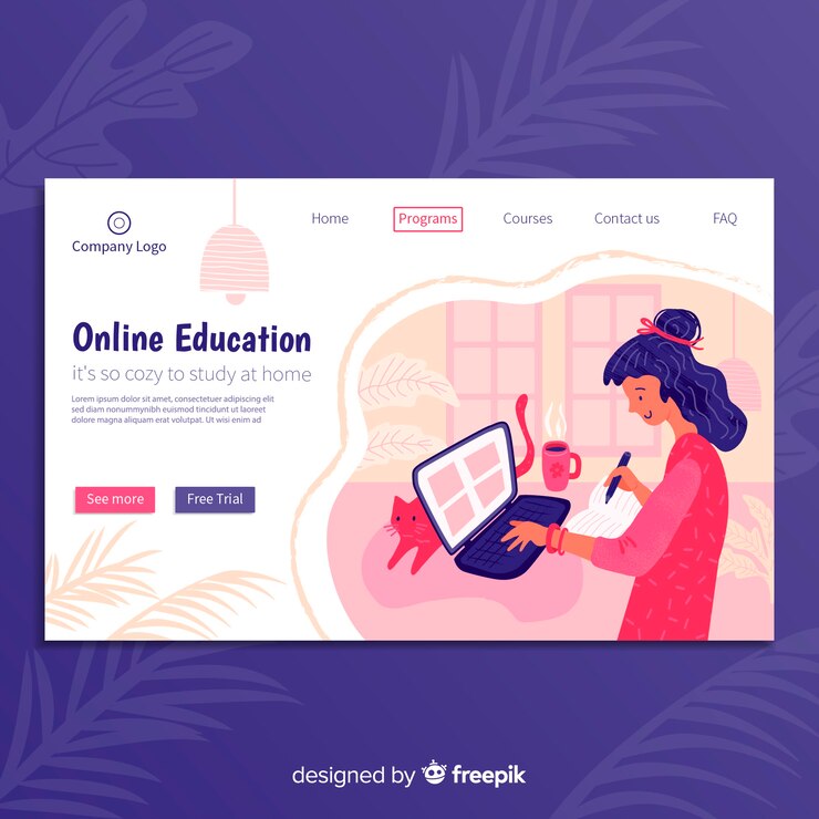 Vector gratuito página de inicio de educación en línea