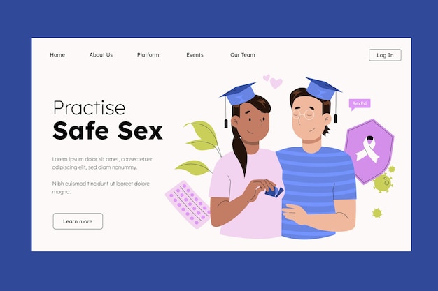 Vector gratuito página de inicio de educación sexual dibujada a mano