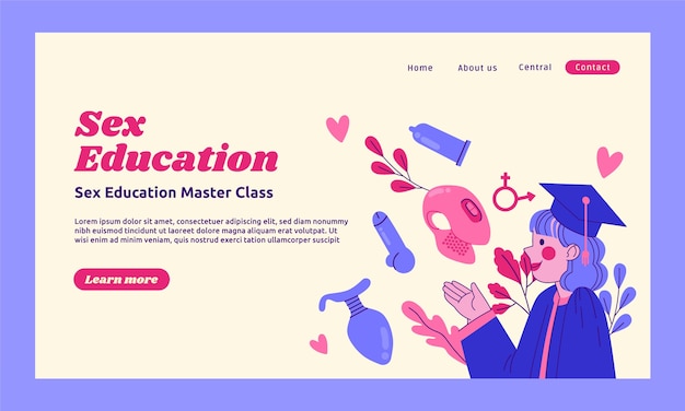 Vector gratuito página de inicio de educación sexual dibujada a mano