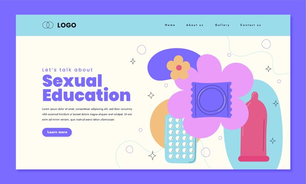 Página de inicio de educación sexual dibujada a mano