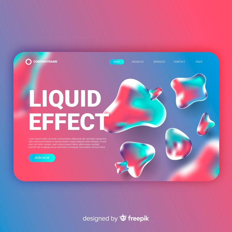 Vector gratuito página de inicio de efecto de gradiente líquido
