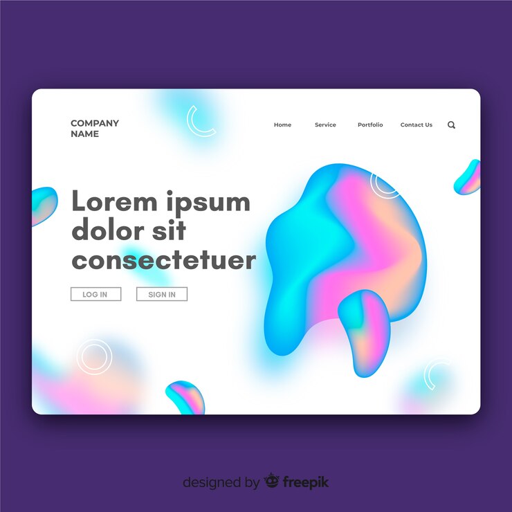 Vector gratuito página de inicio de efecto líquido