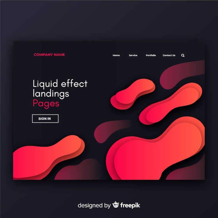 Vector gratuito página de inicio de efecto líquido