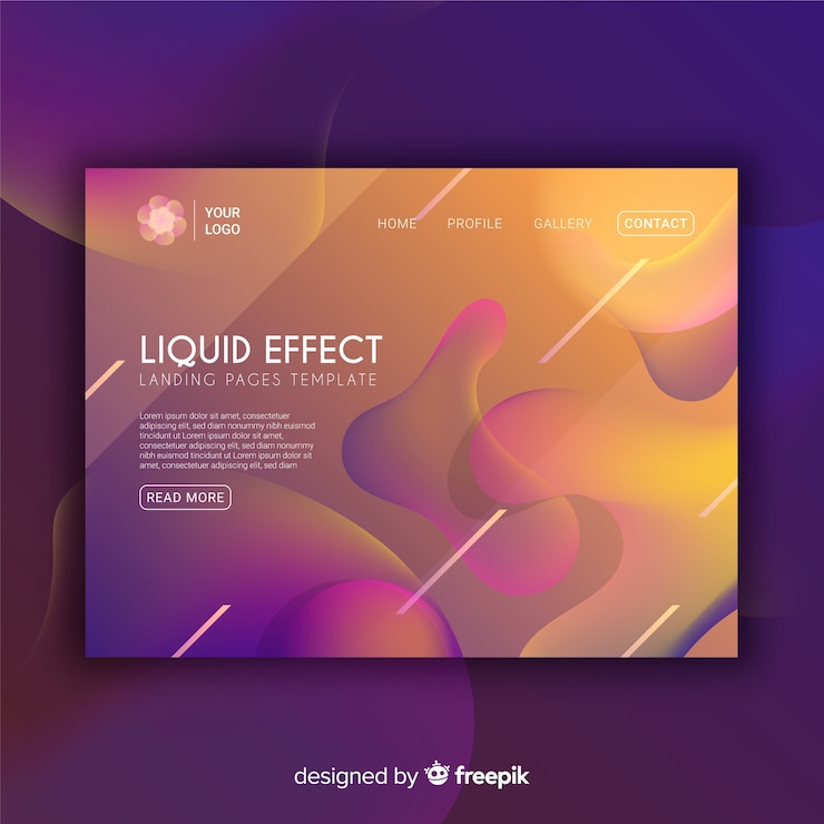 Vector gratuito página de inicio de efecto líquido