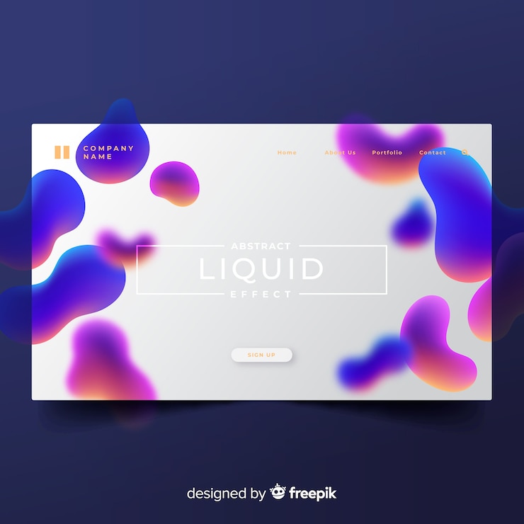 Vector gratuito página de inicio de efecto líquido