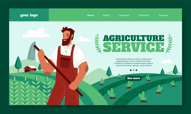 Página de inicio de la empresa agrícola dibujada a mano