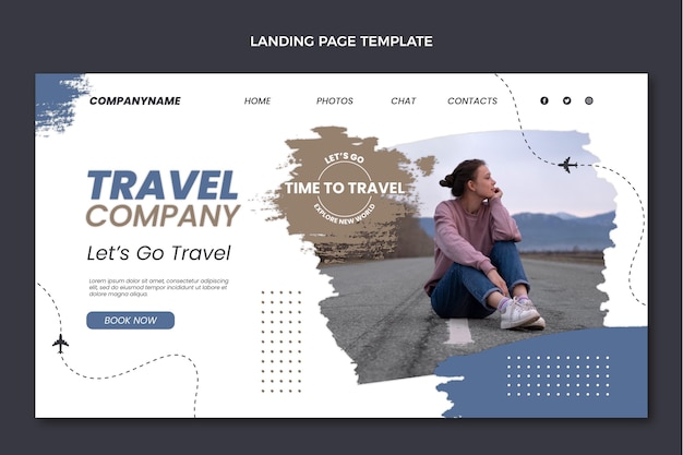 Página de inicio de la empresa de viajes de diseño plano