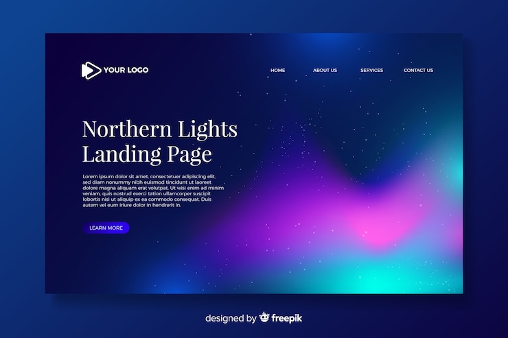 Vector gratuito página de inicio encantadora aurora boreal