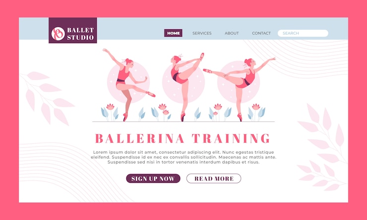 Vector gratuito página de inicio de la escuela de baile de diseño plano