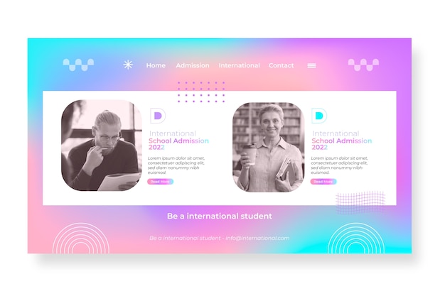 Vector gratuito página de inicio de la escuela internacional de gradiente