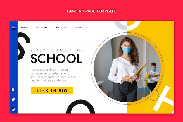 Página de inicio de la escuela internacional mínima de diseño plano