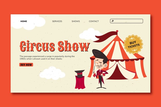 Página de inicio del espectáculo de circo dibujado a mano