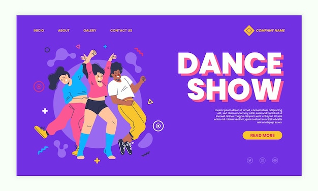 Página de inicio de espectáculo de danza dibujada a mano