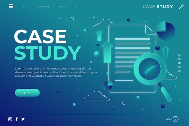 Vector gratuito página de inicio de estudio de caso de gradiente