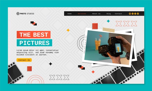 Vector gratuito página de inicio del estudio de fotografía degradado