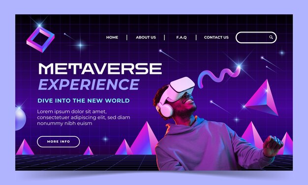Página de inicio de experiencia de metaverso degradado