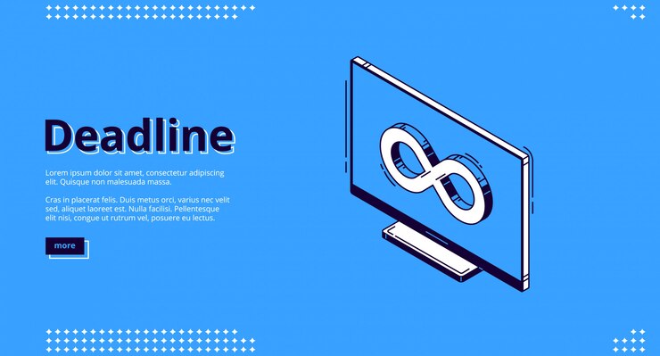 Vector gratuito página de inicio de la fecha límite con el icono de infinito