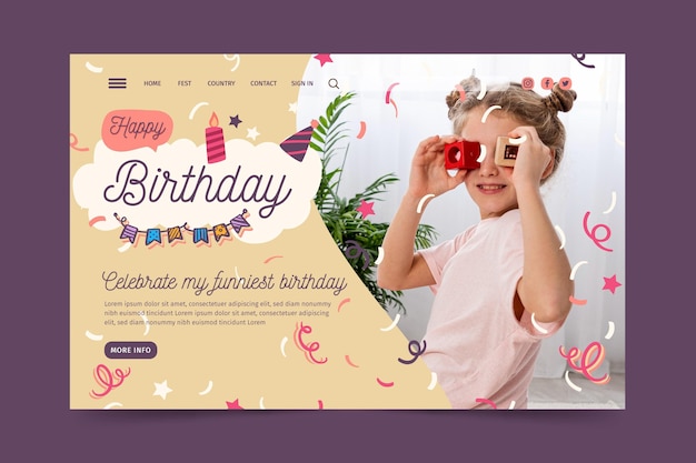 Vector gratuito página de inicio de feliz cumpleaños