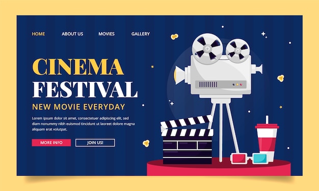 Vector gratuito página de inicio del festival de cine dibujada a mano