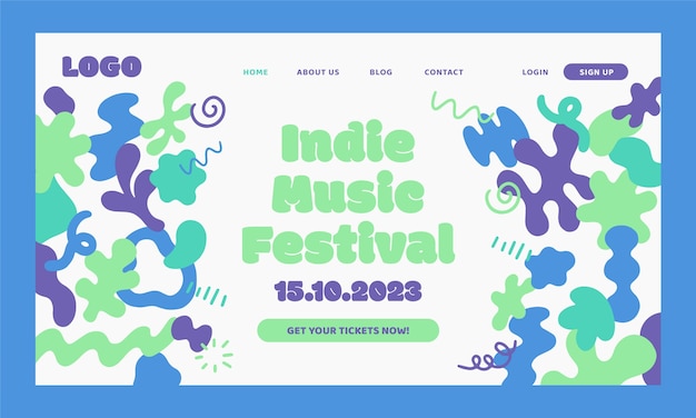 Vector gratuito página de inicio del festival de música de diseño plano