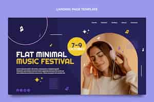 Vector gratuito página de inicio de festival de música minimalista de diseño plano