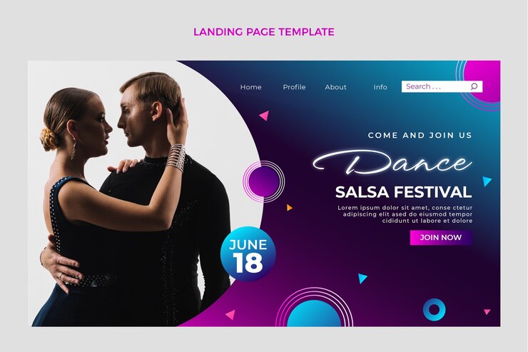 Vector gratuito página de inicio de fiesta de baile latino colorido degradado