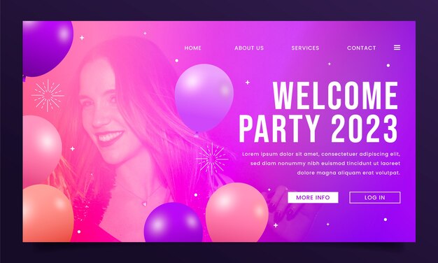 Página de inicio de la fiesta de bienvenida degradada