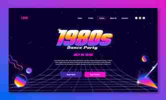 Vector gratuito página de inicio de fiesta de degradado de los 80