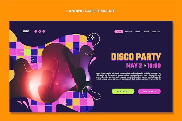 Página de inicio de fiesta disco abstracta dibujada a mano