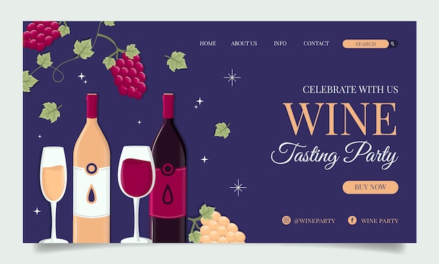 Vector gratuito página de inicio de la fiesta del vino dibujada a mano