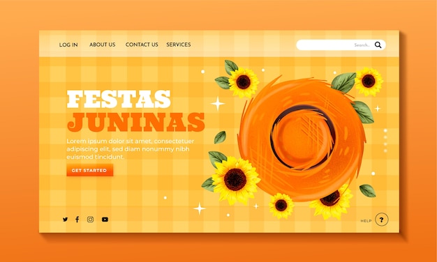 Vector gratuito página de inicio de fiestas juninas de girasoles de acuarela