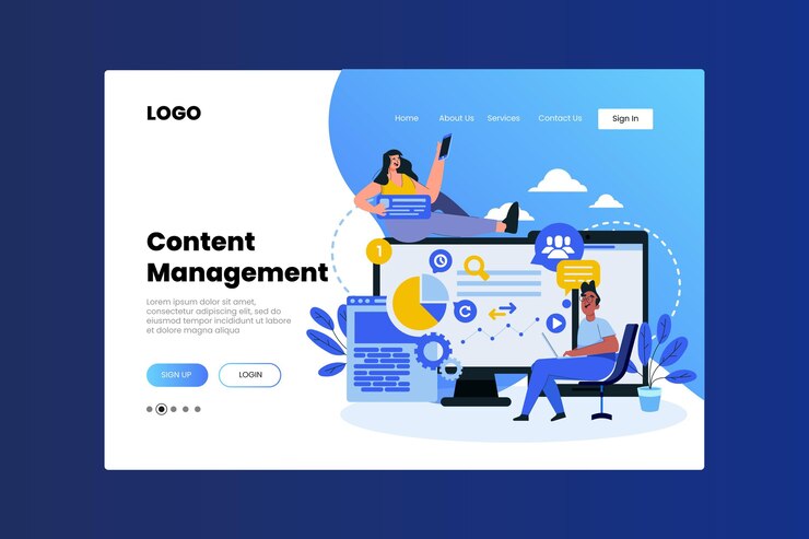 Vector gratuito página de inicio de flat cms