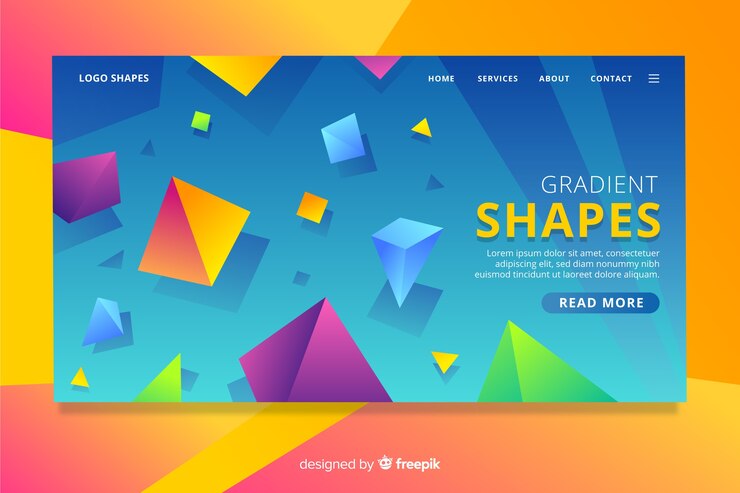 Vector gratuito página de inicio de formas geométricas de degradado
