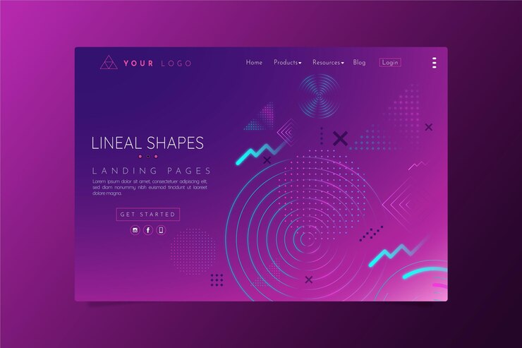 Vector gratuito página de inicio de formas geométricas de degradado