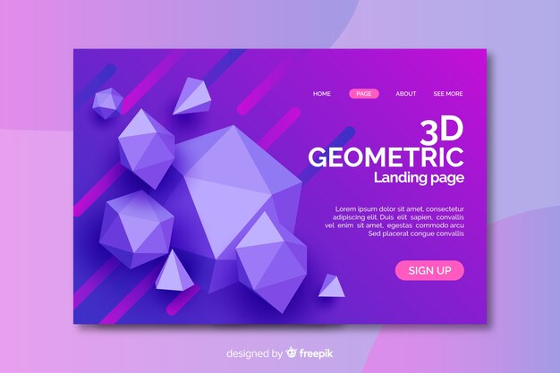 Página de inicio de formas geométricas de diamantes 3D