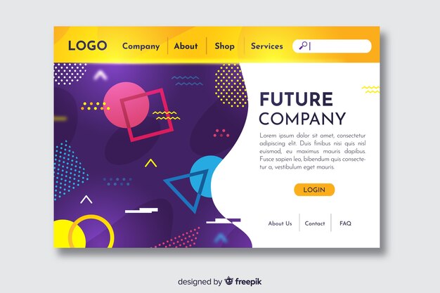 Página de inicio de formas geométricas para futuras empresas