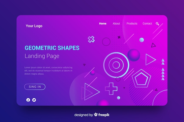 Vector gratuito página de inicio de formas geométricas gradientes