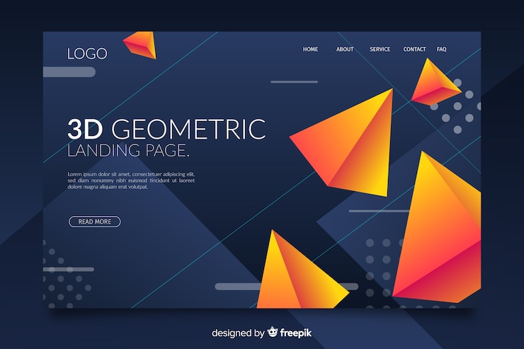 Vector gratuito página de inicio de formas geométricas vibrantes 3d